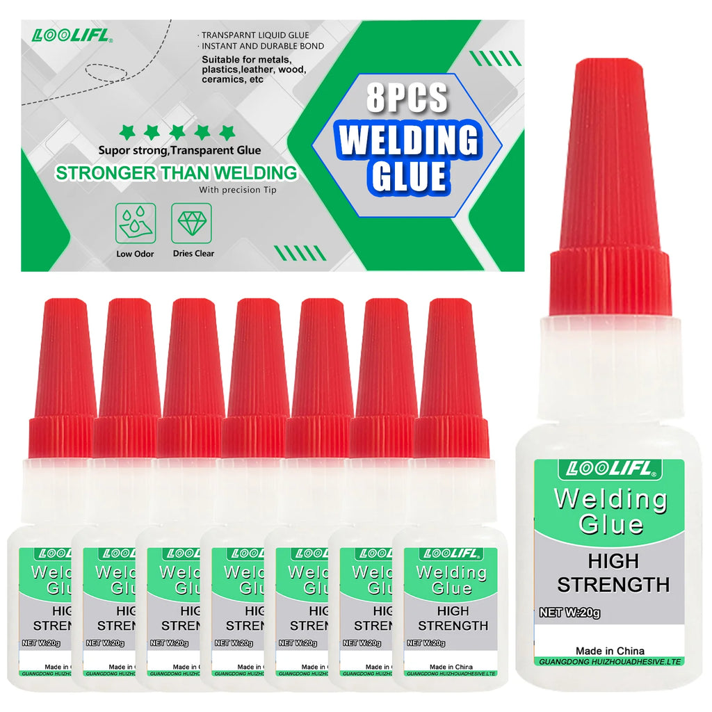 LOOLIFL Super glue 8PCS Welding High Strength Oily Glue Universal Superglue Mighty Instant Glue for DIY Ceramic Metal Glass 20g