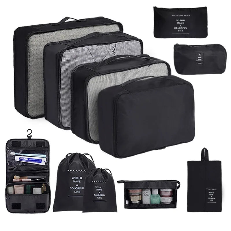 7/8/9/10/11 Pcs Set Travel Organizer Storage Bags Suitcase Packing Cubes Set Cases Portable Luggage Clothes Shoe Tidy Pouch