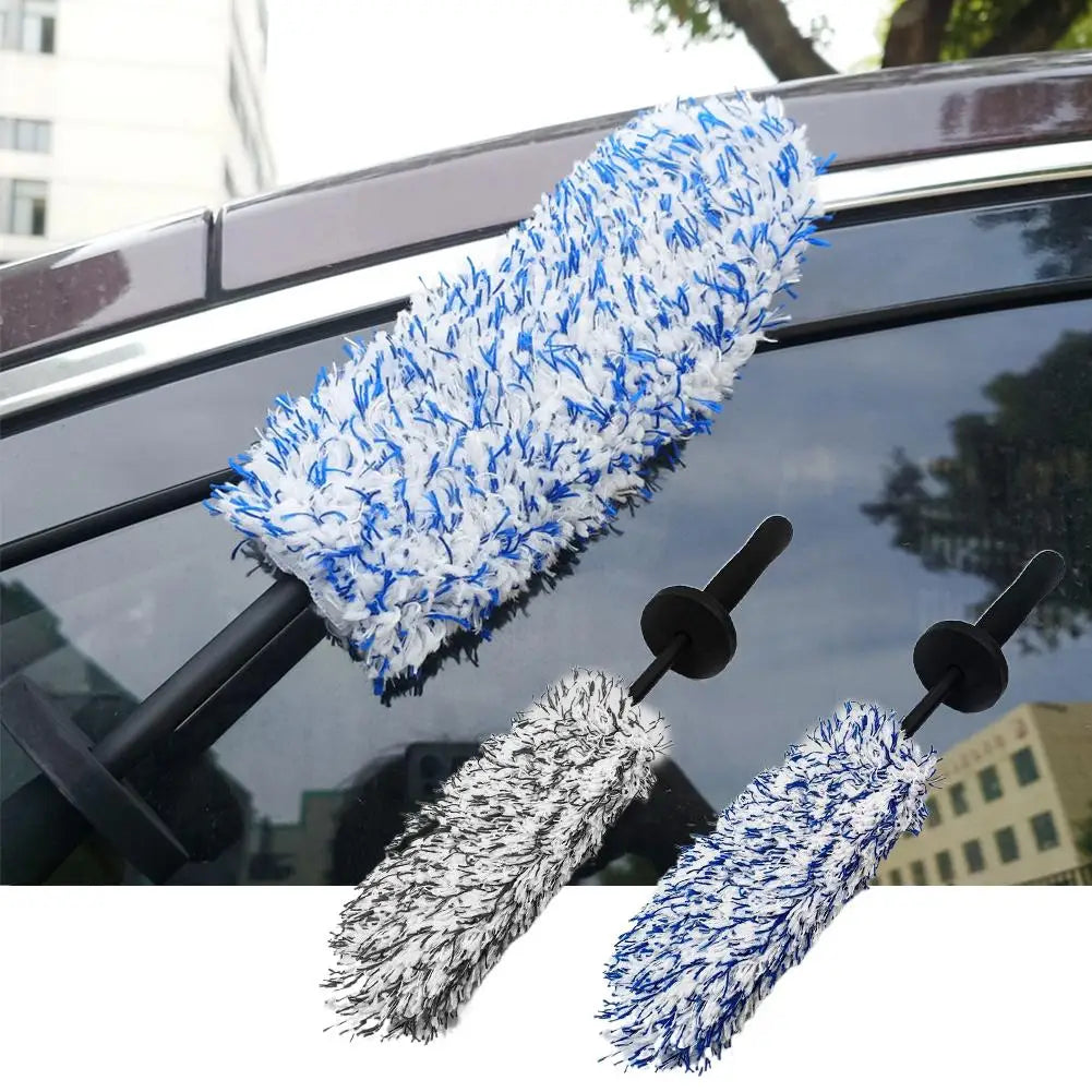 Super Plush Microfiber Car Wheel Rim Cleaning Brush, Non-Slip Handle Portable Tire Hub Wash Tool, Soft Bristle Dust Remover