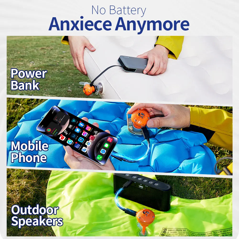 22g Mini Air Pump for Sleeping Pad & Inflatables, 4.2kPa 350L/min High Speed, USB Power Pump Camping Gear for Air Mattress