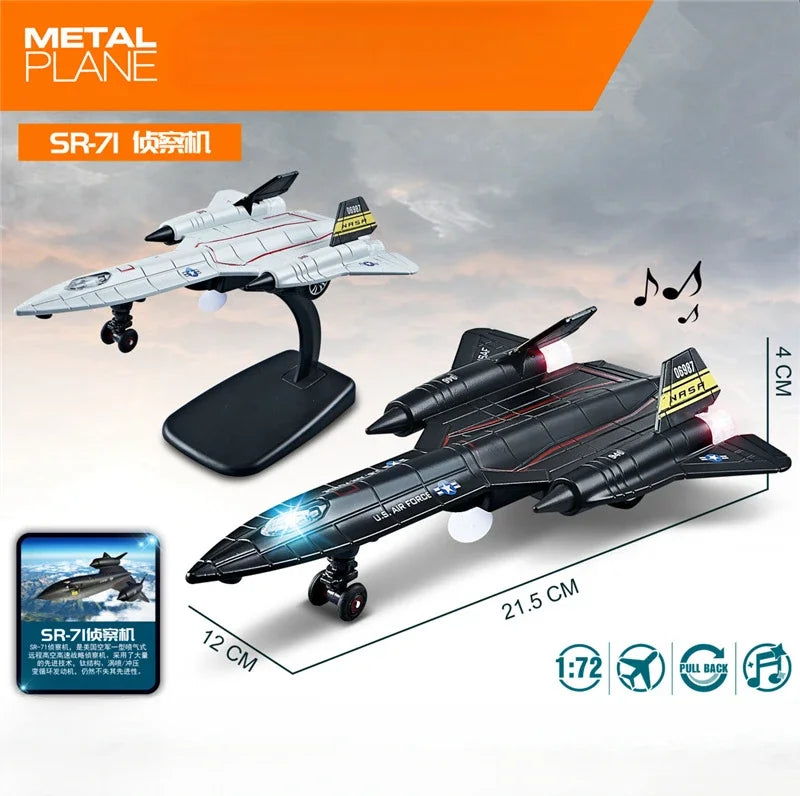 SR-71 Blackbird American reconnaissance plane fighter model airplane sound and light children's toy ornaments collection gift