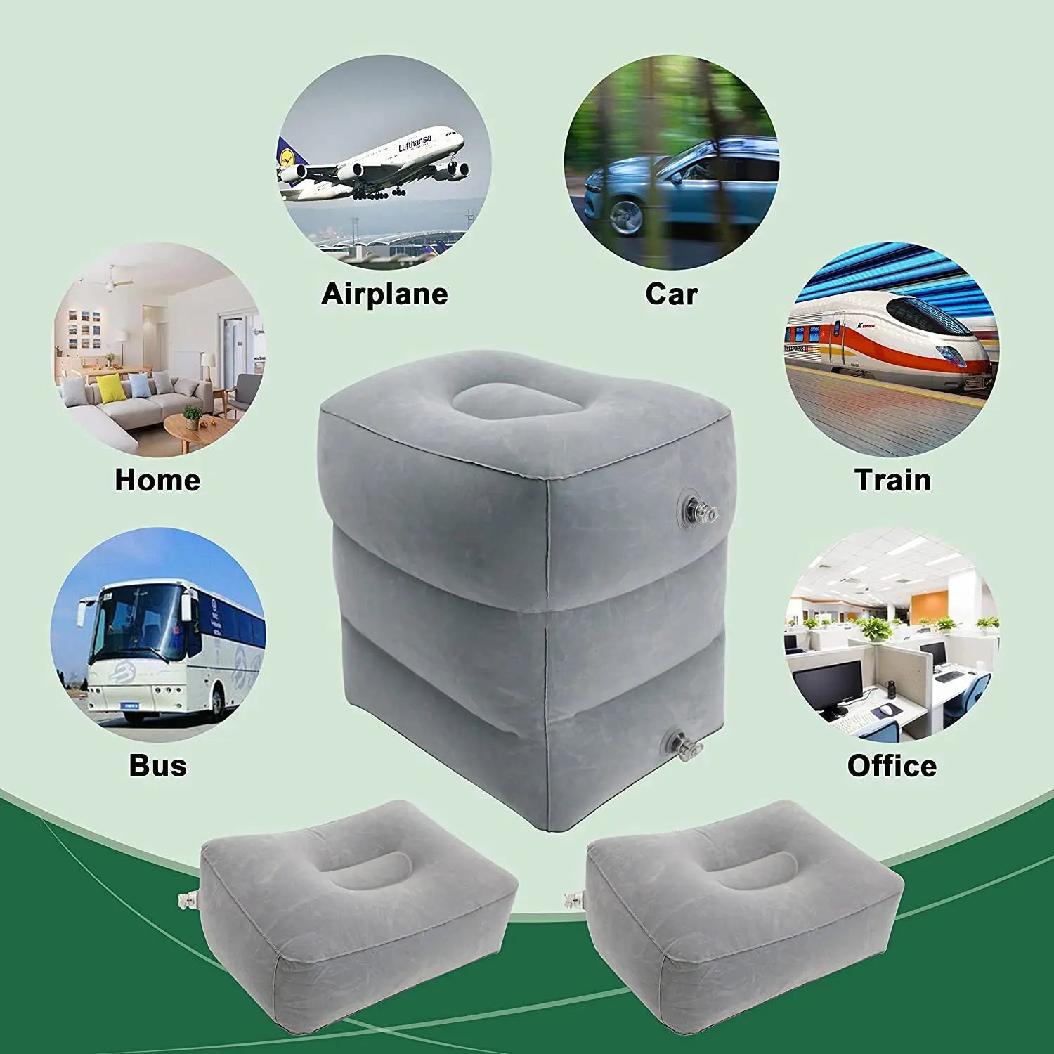 PVC Kids Flight Sleeping Footrest Pillow Resting Pillow On Airplane Car Bus Pillow Inflatable Travel Foot Rest Pillows Foot Pad