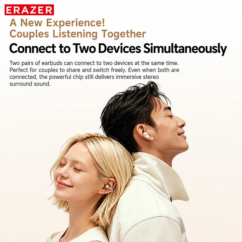 Erazer EX216 Soft Bluetooth Earphones 135 Language AI translator Earbuds Type-C Low Latency New 2-in-1 Wireless Headphones