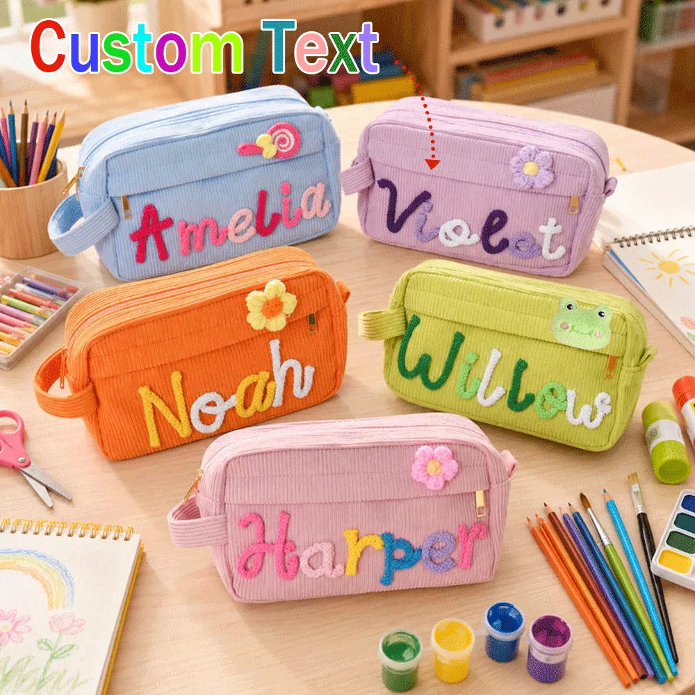 1pc Custom Corduroy Makeup Bag: Personalized yarn name bag, stylish and simple mini portable storage bag with large capacity