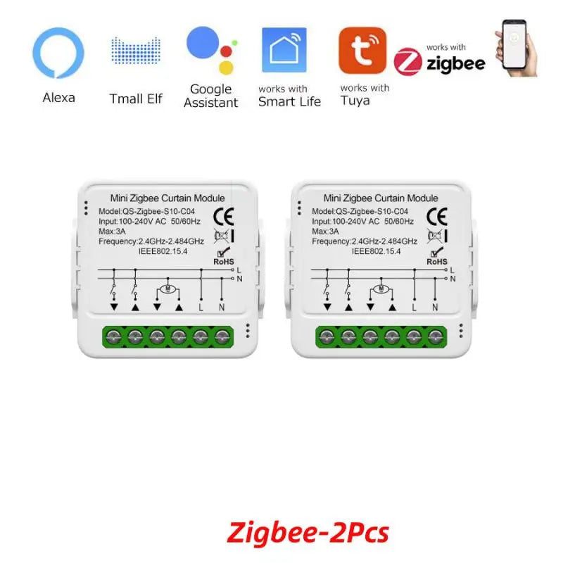 Tuya Mini WiFi Zigbee Curtain Switch For Roller Shutter Electric Motor Smartlife Control Remotely Works With Alexa Google Home
