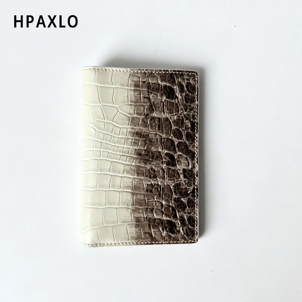 Genuine For Crocodile Embossed Leather Passport Holder Travel Wallet RFID Blocking Himalayan Style Luxury New Passport Holder