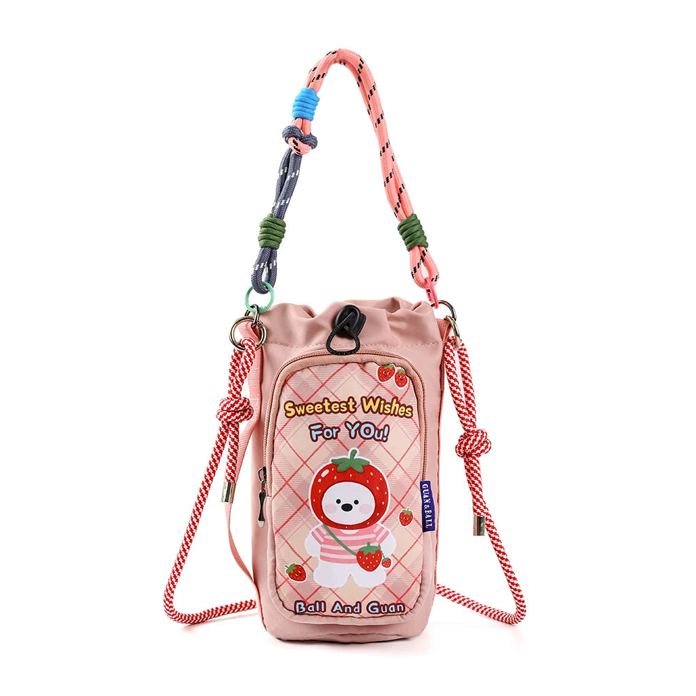 2026 New Illustrator-Designed Dopamine Lightweight Water Bottle Bag Crossbody Bag Outdoor Phone Casual Bag