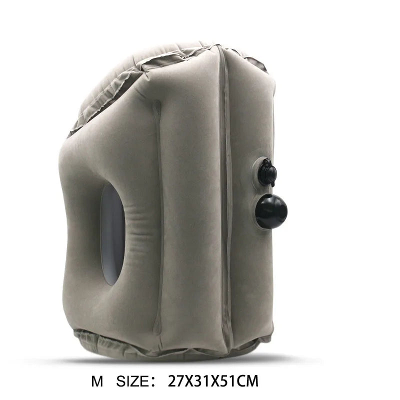 Flocking Sleeping Pillow Inflatable Pillow Waist Cushion Travel Abroad Portable Long Distance Aircraft Lunch Rest Pillow
