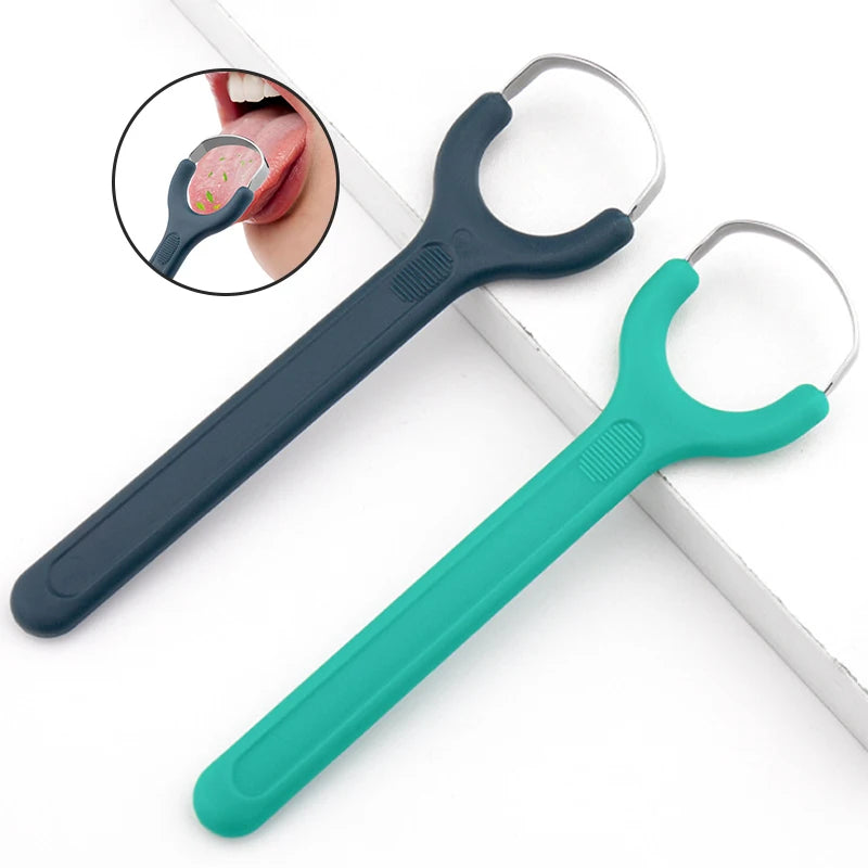 1PCS Stainless Steel Tongue Scraper Fresh Breath Cleaning Coated Tongue Toothbrush Oral Hygiene Metal Tongue Scraper