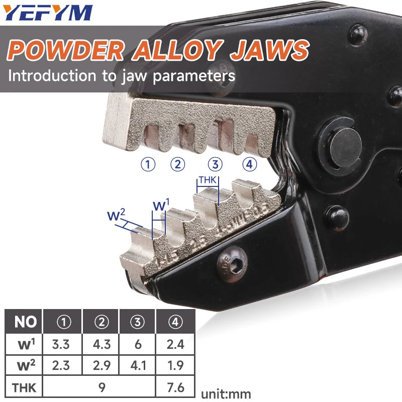 Crimping Tool for Non-Insulated Open Barrel Terminals HX-03B Ratcheting Pliers AWG 20-10 (0.5-6mm²) For 2.8/4.8/6.3 Connectors