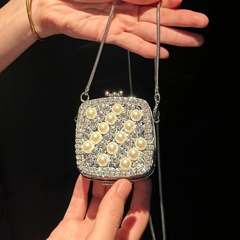 Silver Mini Rhinestone Evening Bag Acrylic Banquet Bag for Women Fashion Evening Party  Clutch Purse Shinny Small Wallet 2026