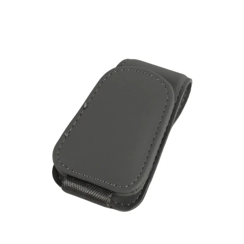 Universal leather car sunshade frame elastic clamp design for vehicle sunglasses storage