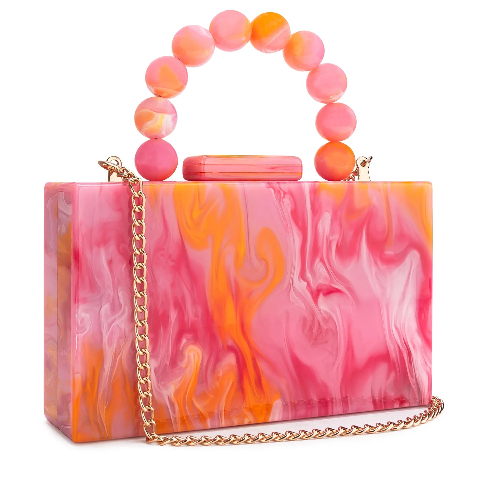 Beading Handbag Marble Acrylic Luxury Box Clutch Evening Bags Wedding Party Chain Shoulder Bag Dinner Dress Purse Festival Gift