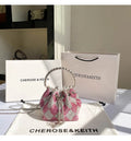 Luxury Designer Green Plaid Rhinestones Diamond Evening Clutch Bag Wedding Party Bucket Purse Women's Handbag Crossbody Bag