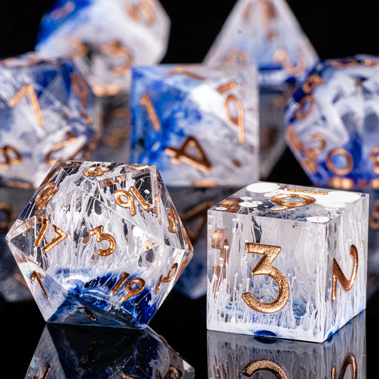 Handmade D&D Polyhedral Dice Set for Dungeons and Dragons, D and D Dice, Sharp Edged Resin D&D Dice Set Gifts, D20 Dice