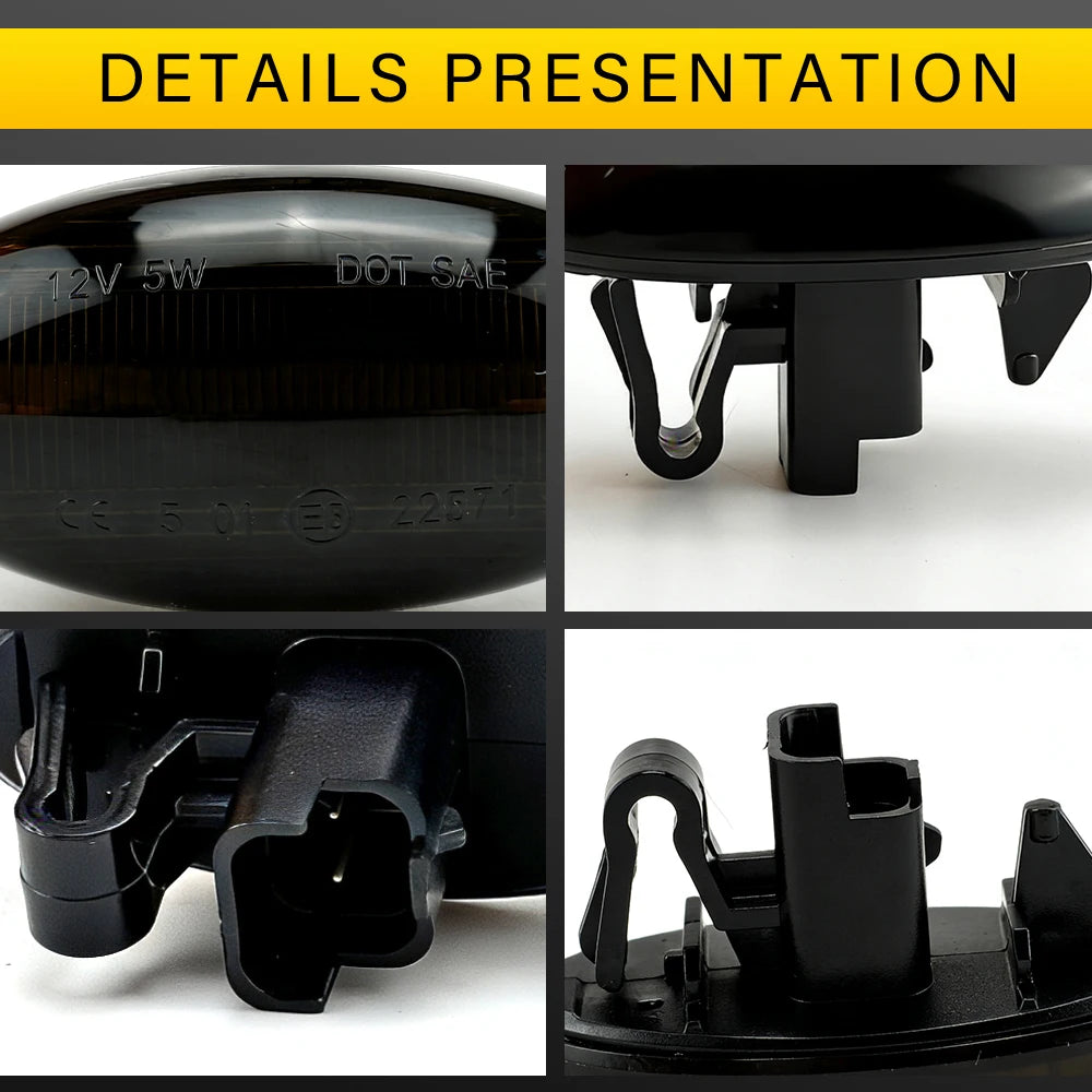 LED Light Side Marker Dynamic Fender Turn Signal For Peugeot Citroen C1 C2 C3 C5 C6 107 206 307 407 607 1007 Berlingo Jumpy