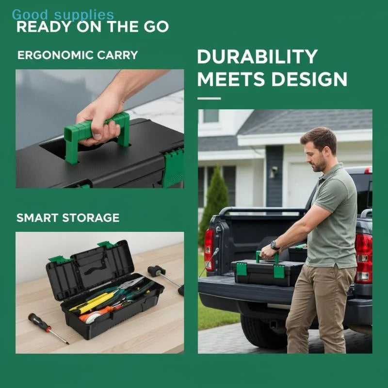 nimbleProfessional 10Inch Tool Box for Carpentry Solid Plastic Storage Solution for Home and DIY Projectsobject