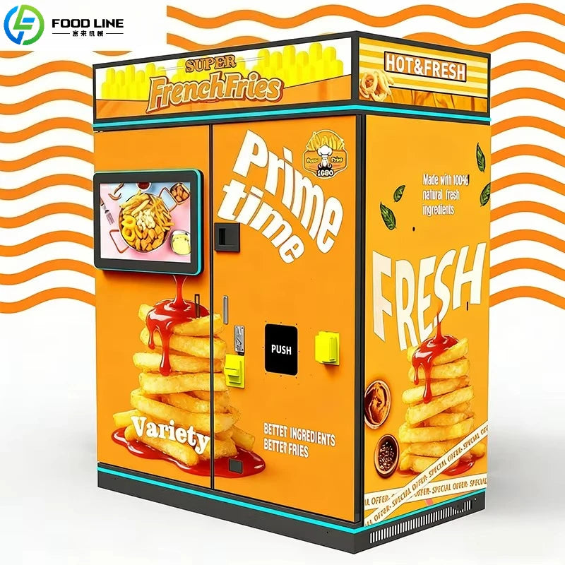 Customized 24H Self-service French Fries Vending Machine Automatic Snack Maker For Shopping Mall Station Commercial Use