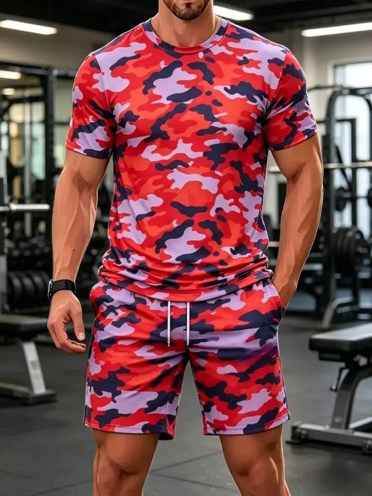 Summer Camouflage Pattern 3D Print Tracksuits Men Women Casual Short Sleeve T-Shirt Shorts Sets 2pcs Sports Suits Men's Clothing