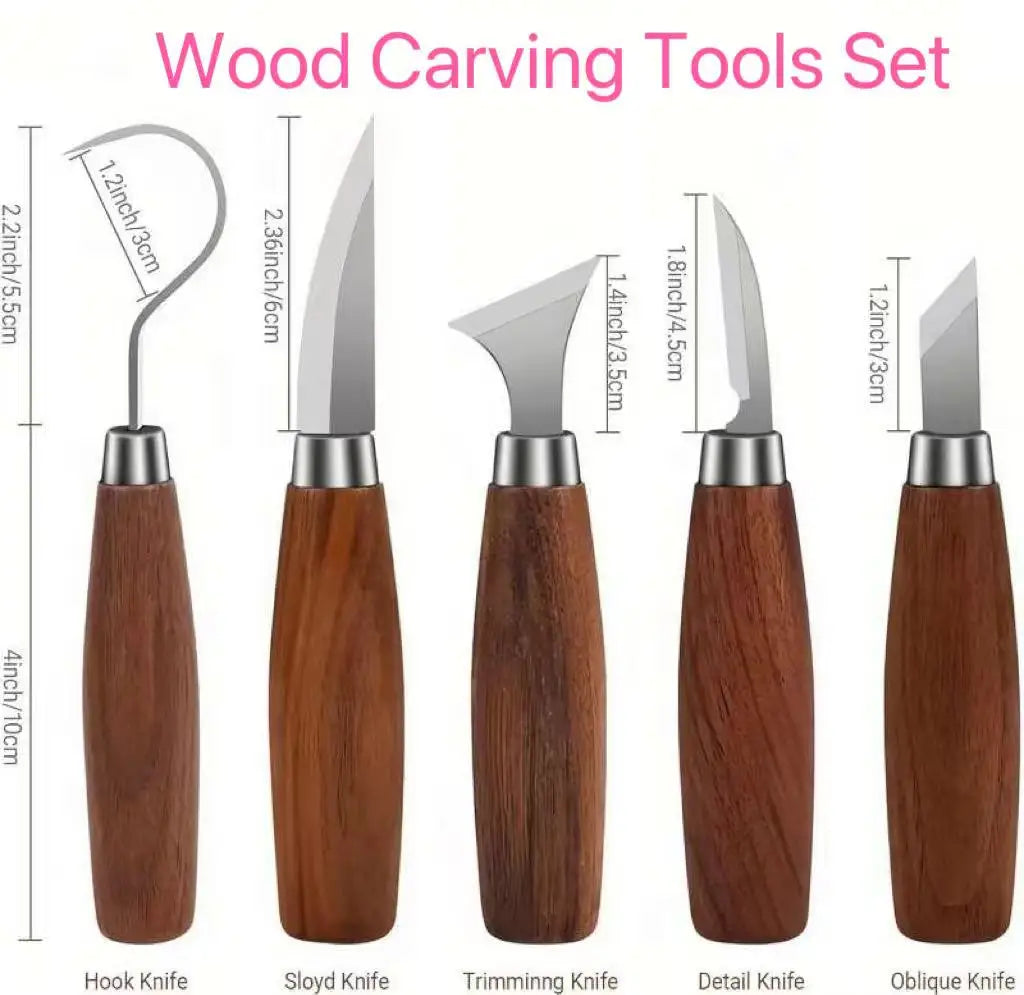 Wood Carving Tools Set Hand Chisel Cutter DIY Woodworking Knife for Spoon Pumpkin Sculpting Gift for Beginners