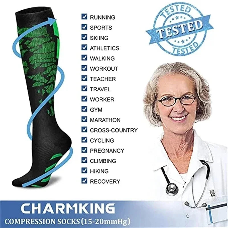 Compression Socks Running Football Sports Medical Nursing Socks for Flight Travel Pregnancy Edema Diabetes Varicose Veins Socks