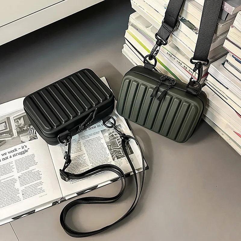 Unisex Leisure Shoulder Bag Army Green PVC Solid Color Crossbody Bag for Women 2025 Mini Box Handbag Purse Casual Sling Bag