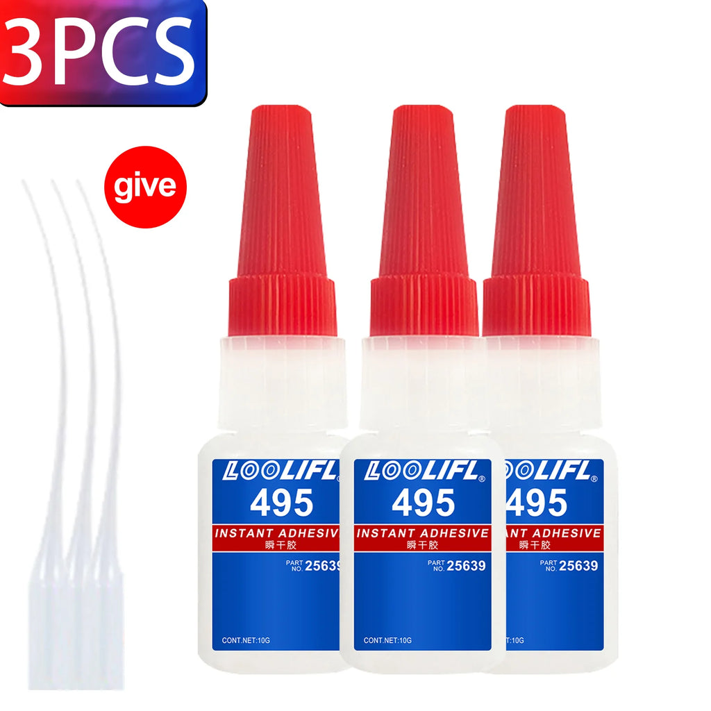 LOOLIFL 496 Multi-Purpose Super Glue Cyanoacrylate Adhesive  Instant Fast Adhesive diy Wood Glass Stronger All Bonding Glue tool