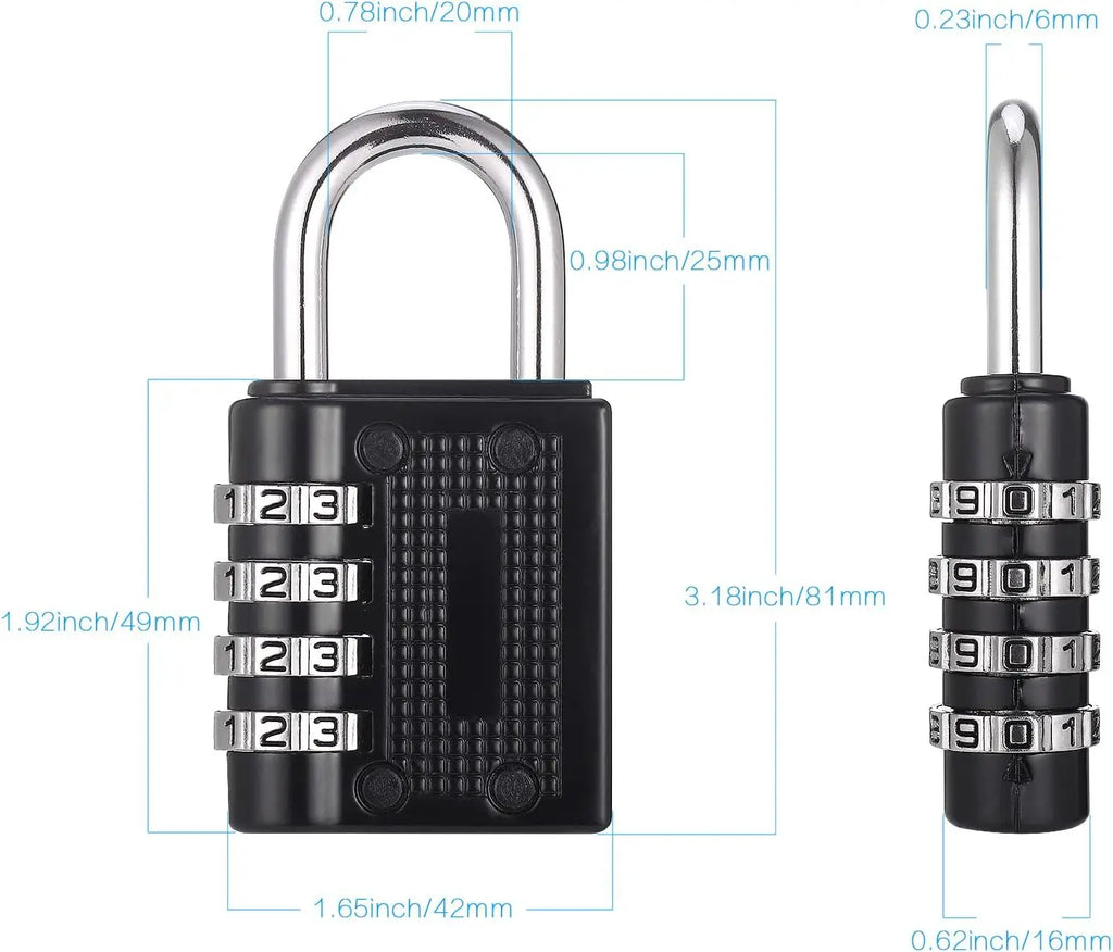 Security Steel Cable with 4 Digit Combination Lock 1 Set Travel Padlock 1m Coated Safety Wire Rope Double Loop for Luggage case