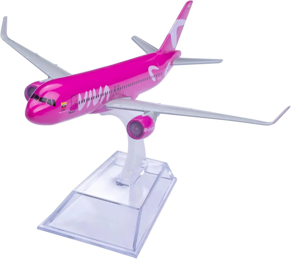 16cm Scale Model Plane Viva Air Columbia Pink A320 Aircraft Simulation Alloy Finished Diecast Airplane Model Toy Decoration Gift