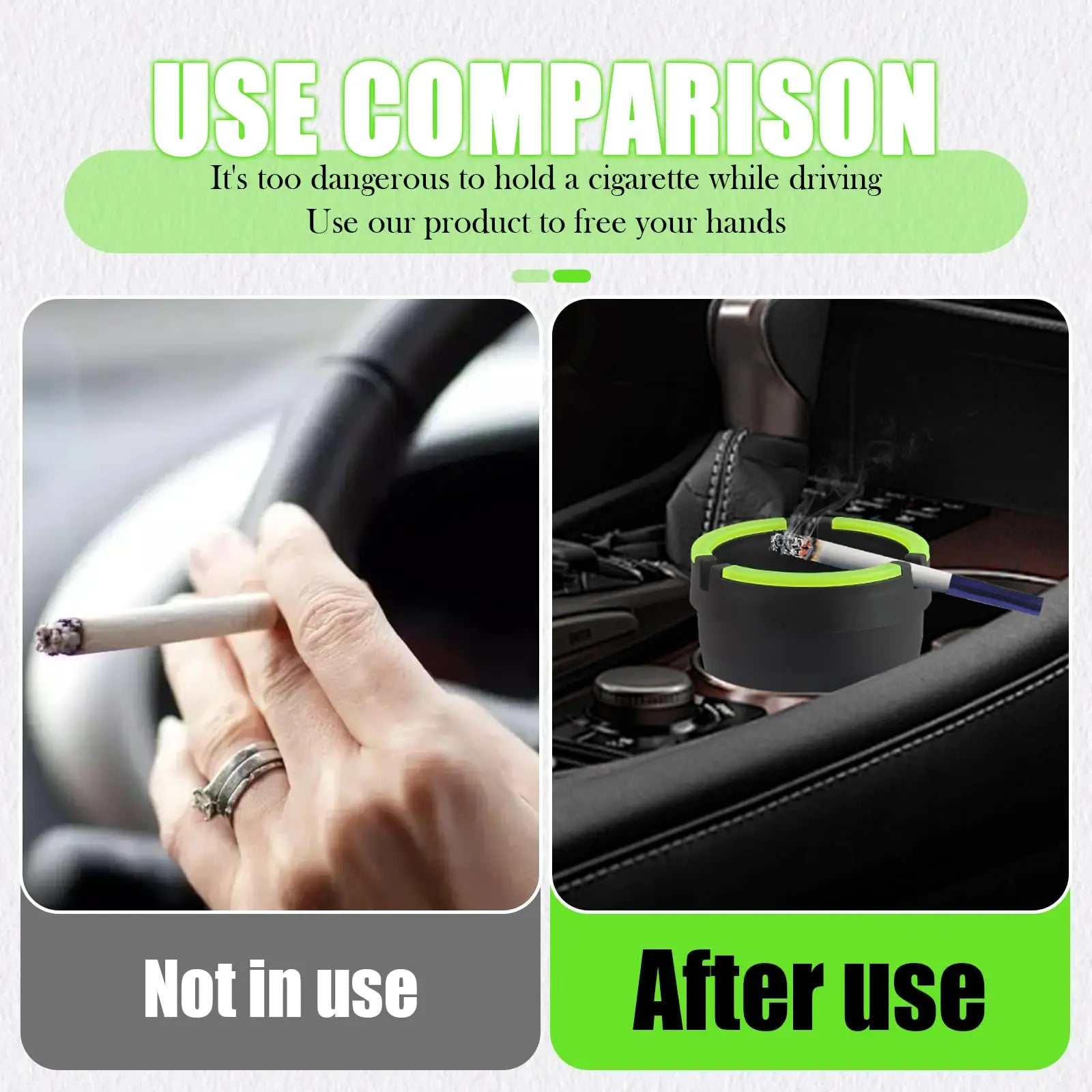 Universal Multifunctional Portable Car Ashtray with Lid, Smokeless Smell-Proof Cup Holder Ashtray for Auto Interior Accessories
