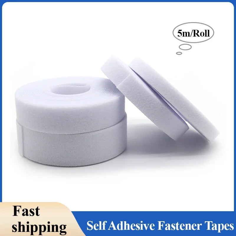 5m/roll White Cable Ties Reusable Loop Bundle Self Adhesive Nylon Strap Organizer Clip Wire Holder Management Fastening Tape DIY