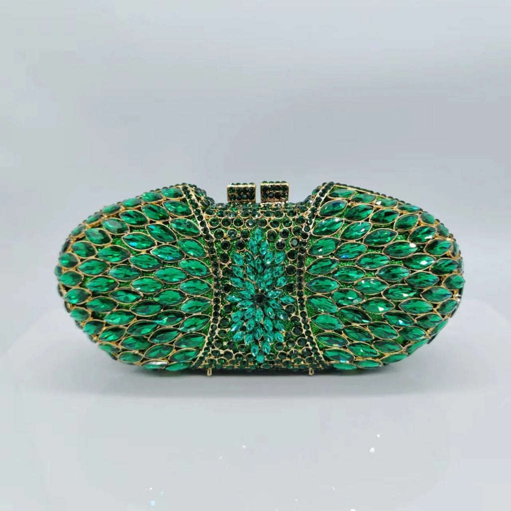 High Quality Diamond Horse Eye Bag Crystal Clutch Purse Dinner Luxury Women's Handbag