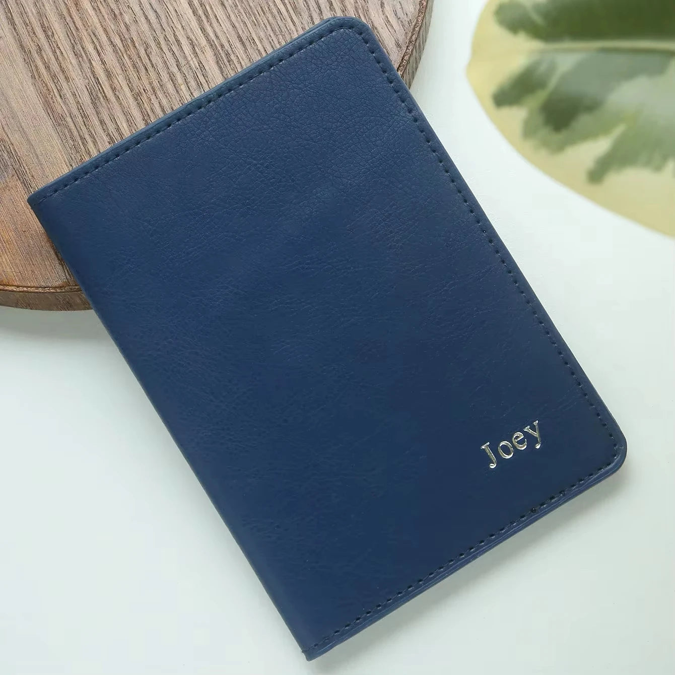 Custom Name Floral PU Leather Slim Passport Holder 26 Letter Card Wallet Travel Document Organizer