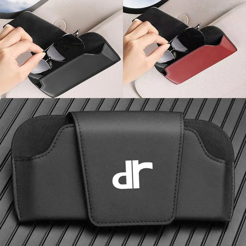 Car Sun Visor Leather Auto Sunglasses Clip Glasses Holder case Storage for DR Motors 1.0 EV 3.0 4.0 5.0 DR3 DR1 DR2 accessories
