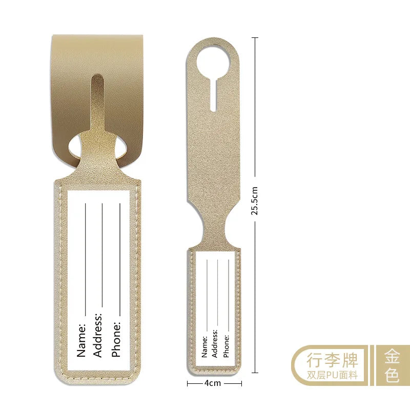 Customized boarding pass PU leather strip hanging luggage tag printed name label suitcase tag