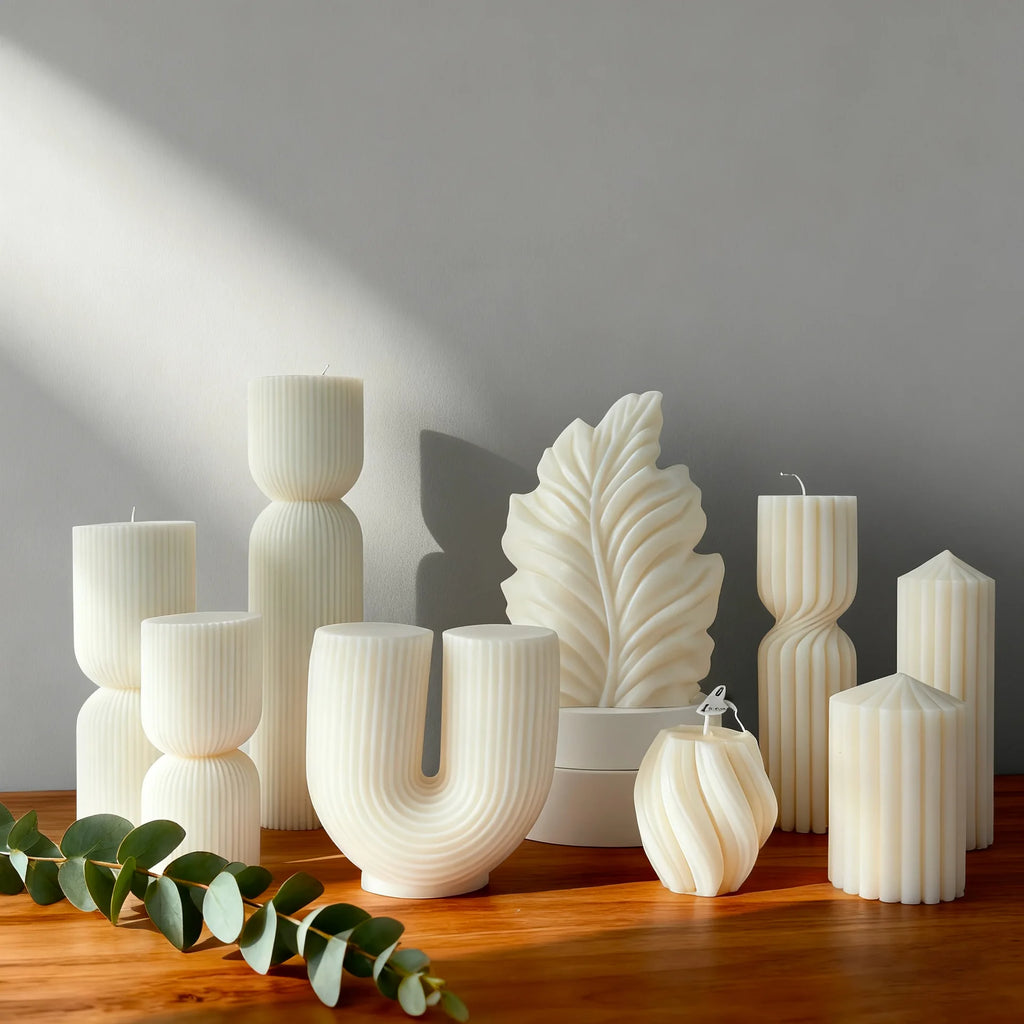 Nordic Minimalist White Scented Candle Atmosphere Home Decor Wedding Arrangement Cylinder Geometric Shape Fragrance Candle