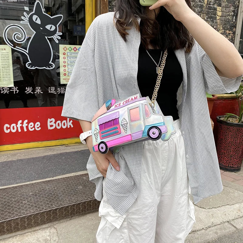 High-quality personalized PU leather quirky and colorful laser-etched crossbody bag with chain strap and shoulder bag