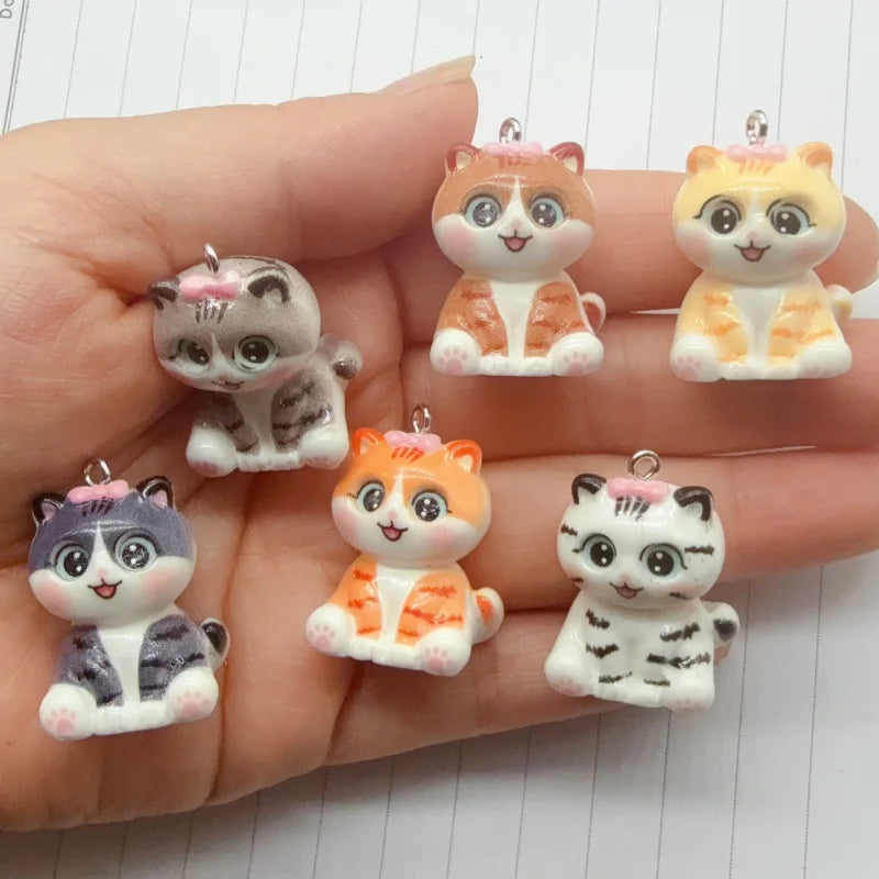 10pcs 3D Beach Kitten Cartoon Handmade DIY Accessories Cream Gel Resin Small Accessories Material Pack