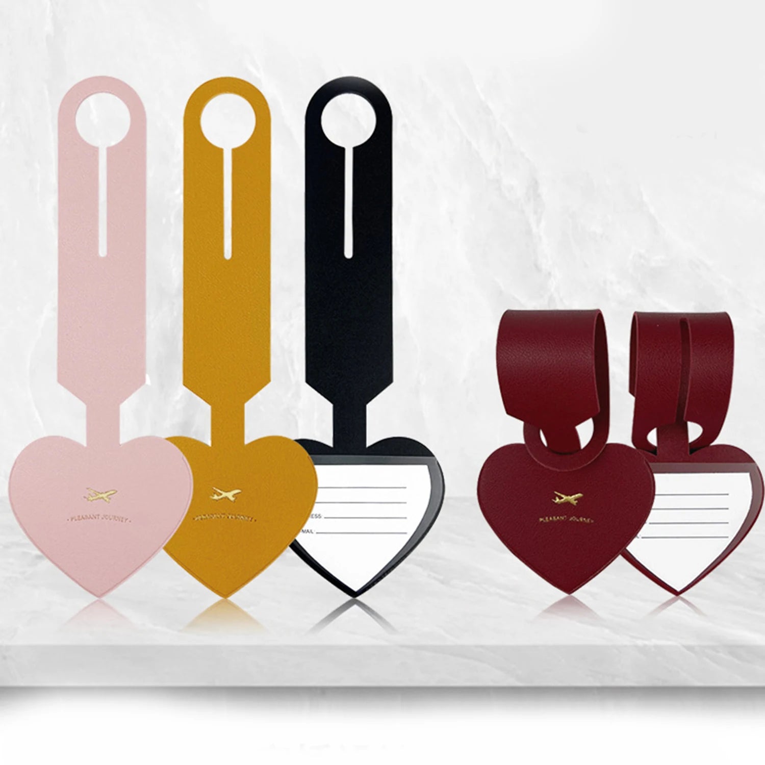 Simple Heart Shape Leather Luggage Tag Women Travel Suitcase ID Address Holder Girls Baggage Tags Boarding Bag Portable Label