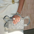 Luxury Evening Bag Designers Original New Unique Wavy Cloud Shaped Handle Box Clutch Bag Metal Textured Hard Shell Shoulder Bag