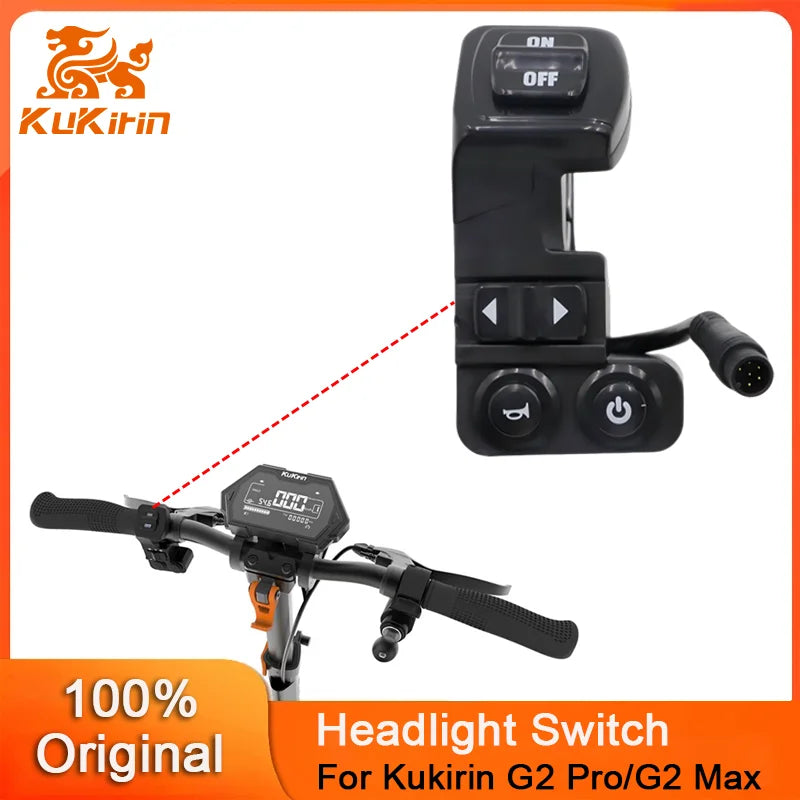 Original Headlight Switch For Kukirin G2 Pro G2 Max Electric Scooter Kugoo Turn Signal Switch Skateboard Horn Button Parts