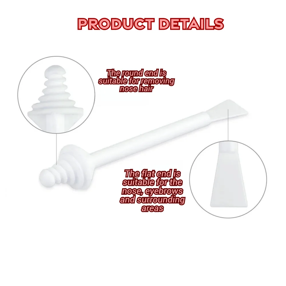 Painless Nose Wax Applicator Stick 2-in-1 Dual Head Disposable PP Plastic Nostril Cleaning & Facial Small Area Hair Removal Tool