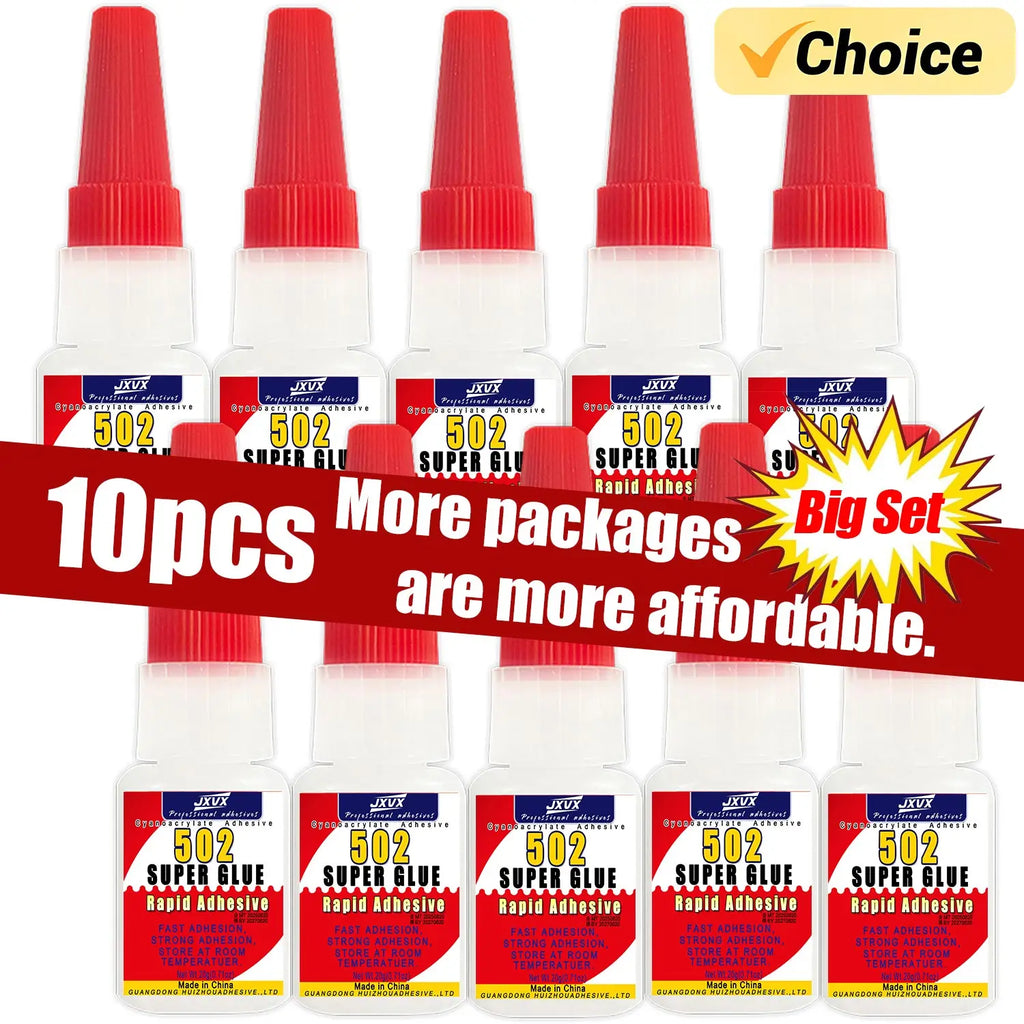 20/50g Large Capacity 502 Super Glue,Cyanoacrylate Adhesive, Instant Quick Drying Cyanoacrylate Adhesive, Leather, Rubber, Glass, Wood, Metal, Liquid Adhesive Tool Includes precision dispenser,1-10pcs.