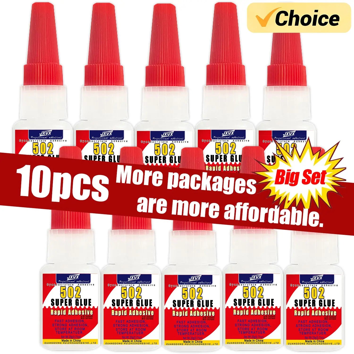 20/50g Large Capacity 502 Super Glue,Cyanoacrylate Adhesive, Instant Quick Drying Cyanoacrylate Adhesive, Leather, Rubber, Glass, Wood, Metal, Liquid Adhesive Tool Includes precision dispenser,1-10pcs.