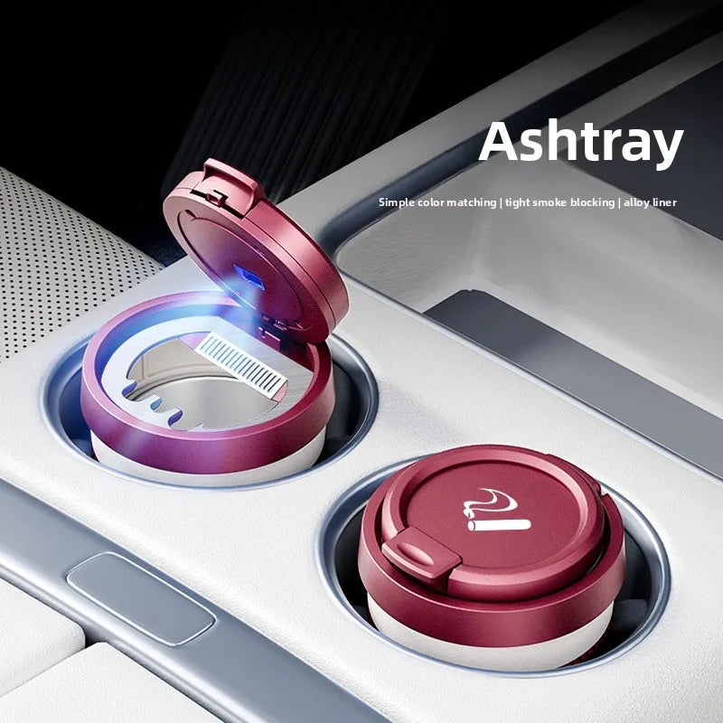 Car Ashtray Car Garbag Can with Led Light with Cover Creative Personality Covered Car Inside The Car Multi-function Car Supplie