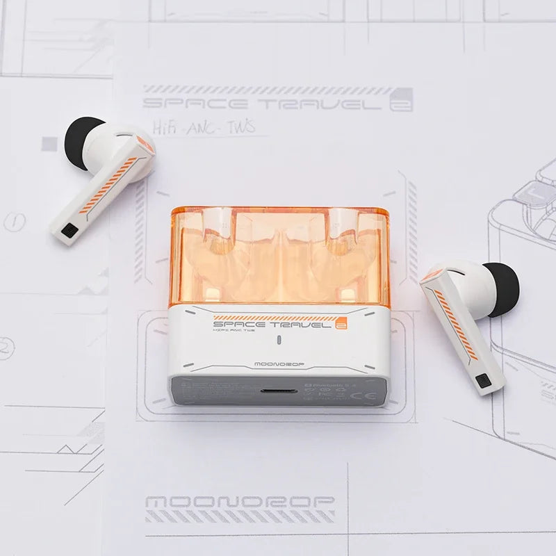 Moondrop Space Travel 2 TWS Bluetooth 6.0 ANC Noise Cancelling AI ENC Low Latency Wireless HiFi Earphone Gaming Music Earbuds