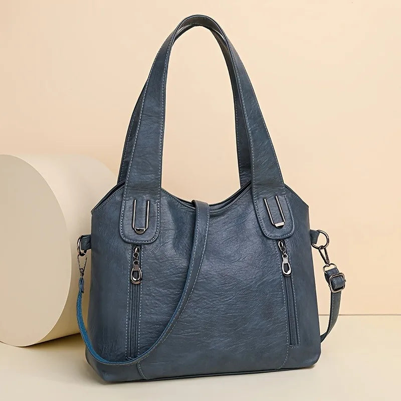 New Women Large Capacity Tote Bag Leather Shoulder Handbag with Removable Strap Fashion Casual PU Crossbody Bag Shoulder Bags