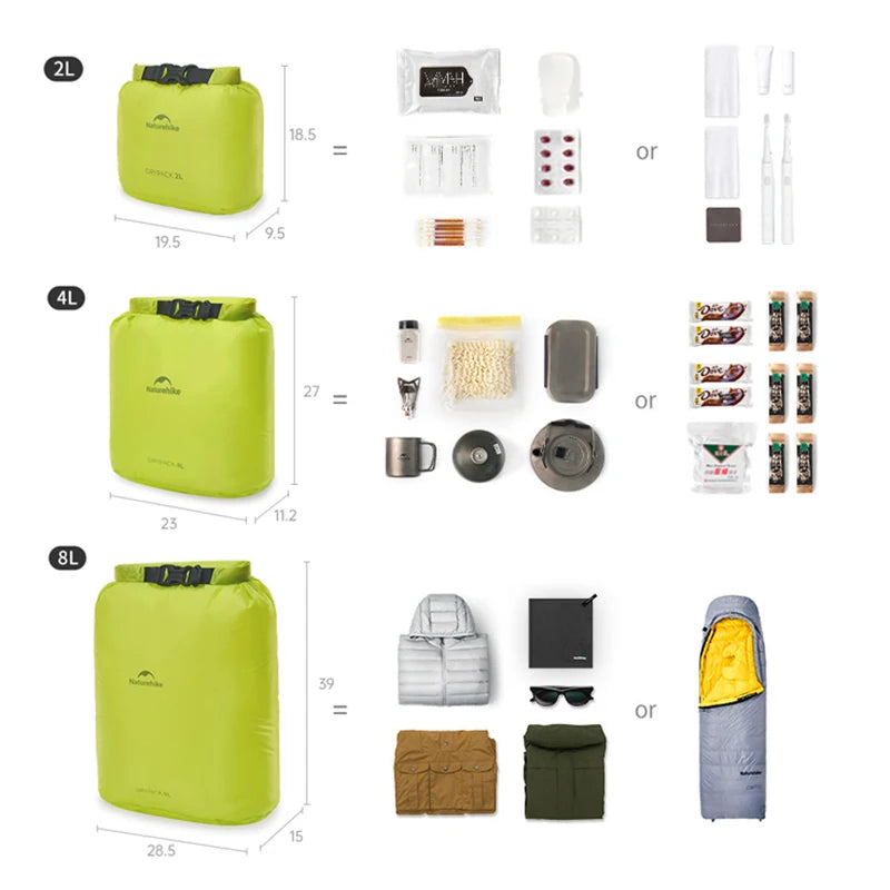 Naturehike Rolled Storage Bag Outdoor Travel Hiking Lightweight Waterproof Vacuum Compression Dispenser Bags Portable Organizer