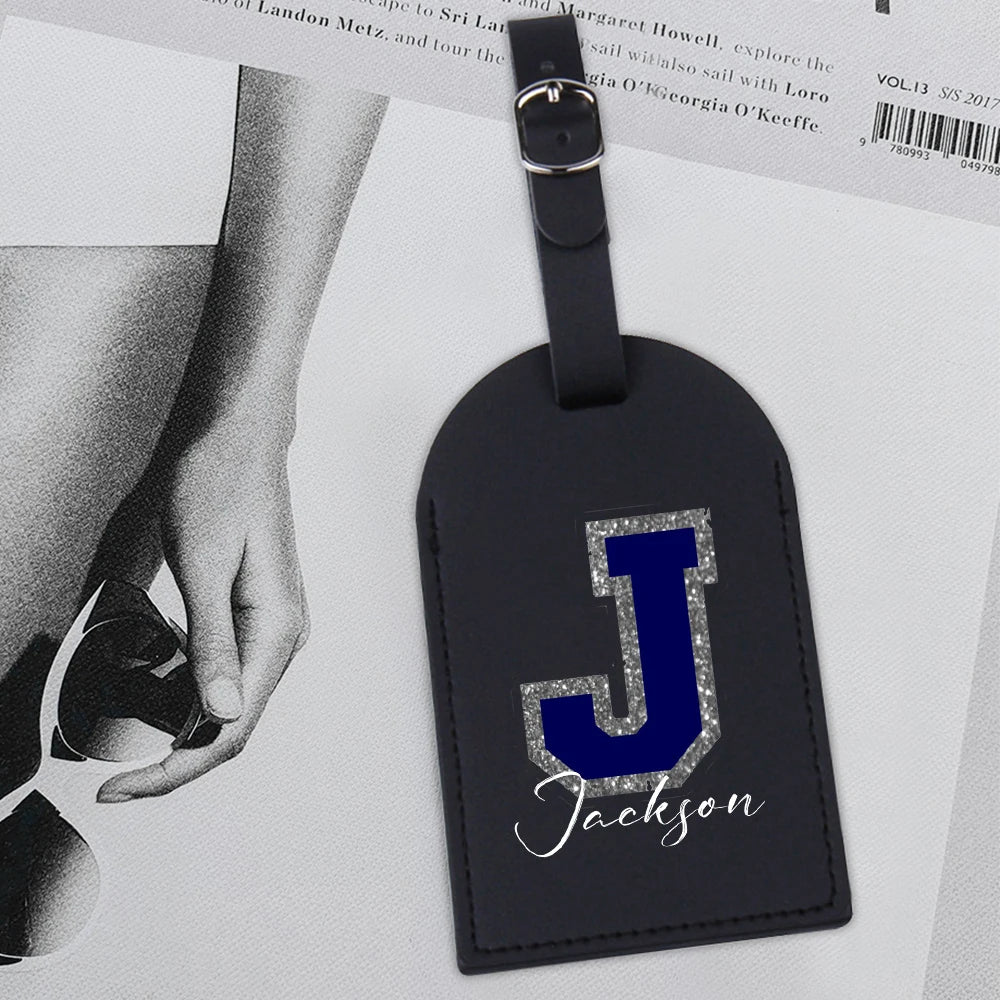Personalised Monogram Luggage Tag Initial with Name Leather for Suitcase Baggage Tags Travel Bag Label Tag Wedding Best Man Gift