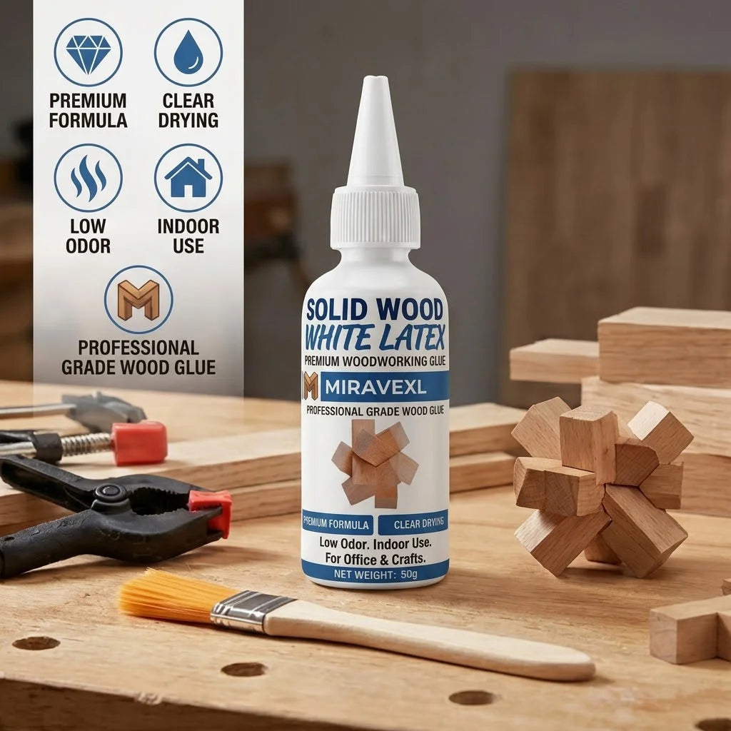 50g Eco-Friendly White Wood Glue with Brush, Quick Dry Strong Bond for Office Craft Woodworking & School DIY Projects